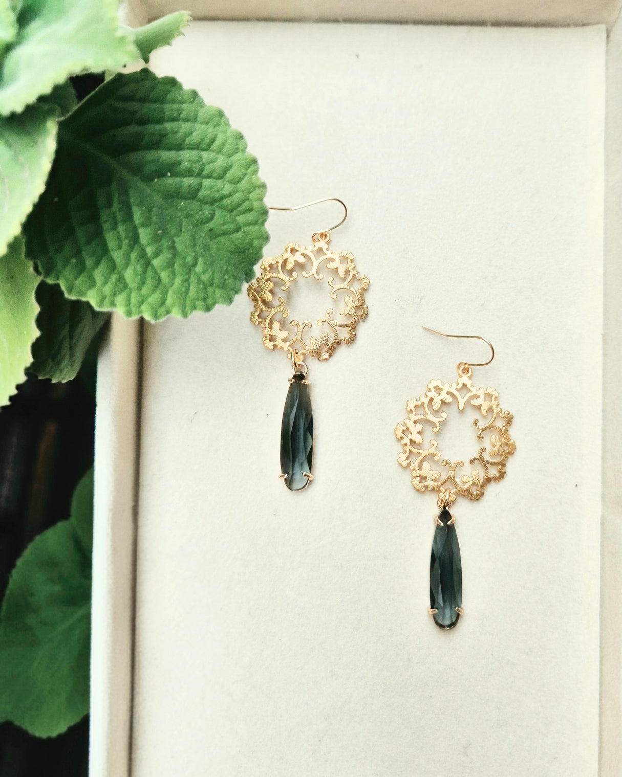 Oriental Grey Crystal Earrings