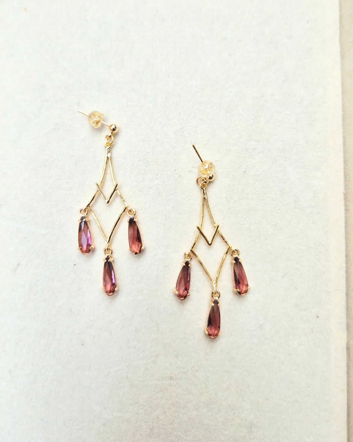 Chandelier Peach Teardrop Earrings