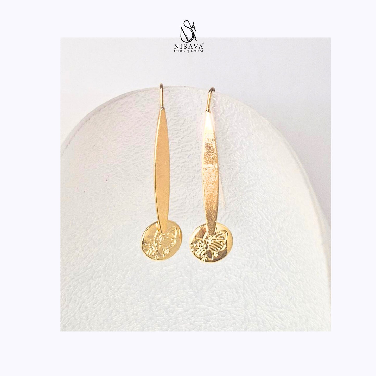 Circle charm long hoops