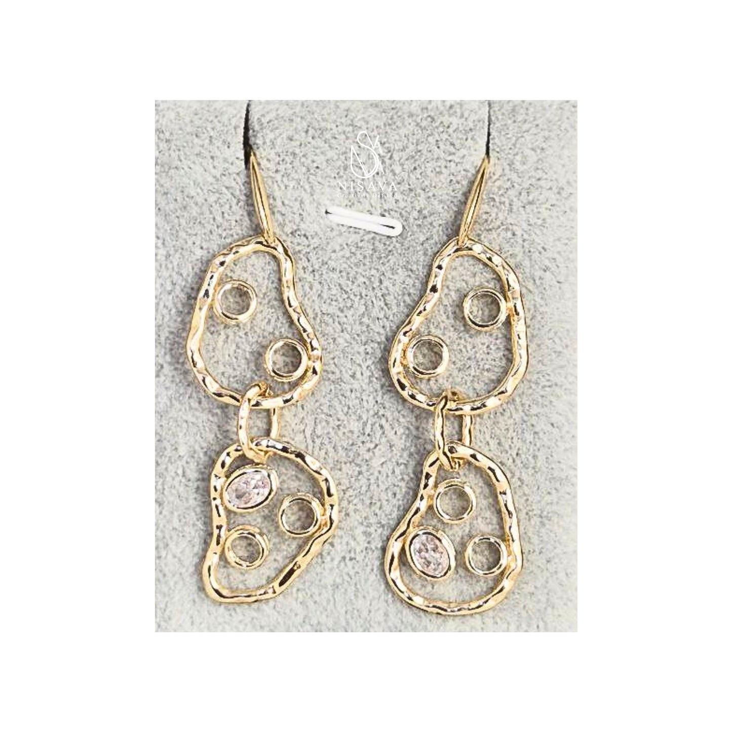 Amoeba Gold Plated Brass Earring