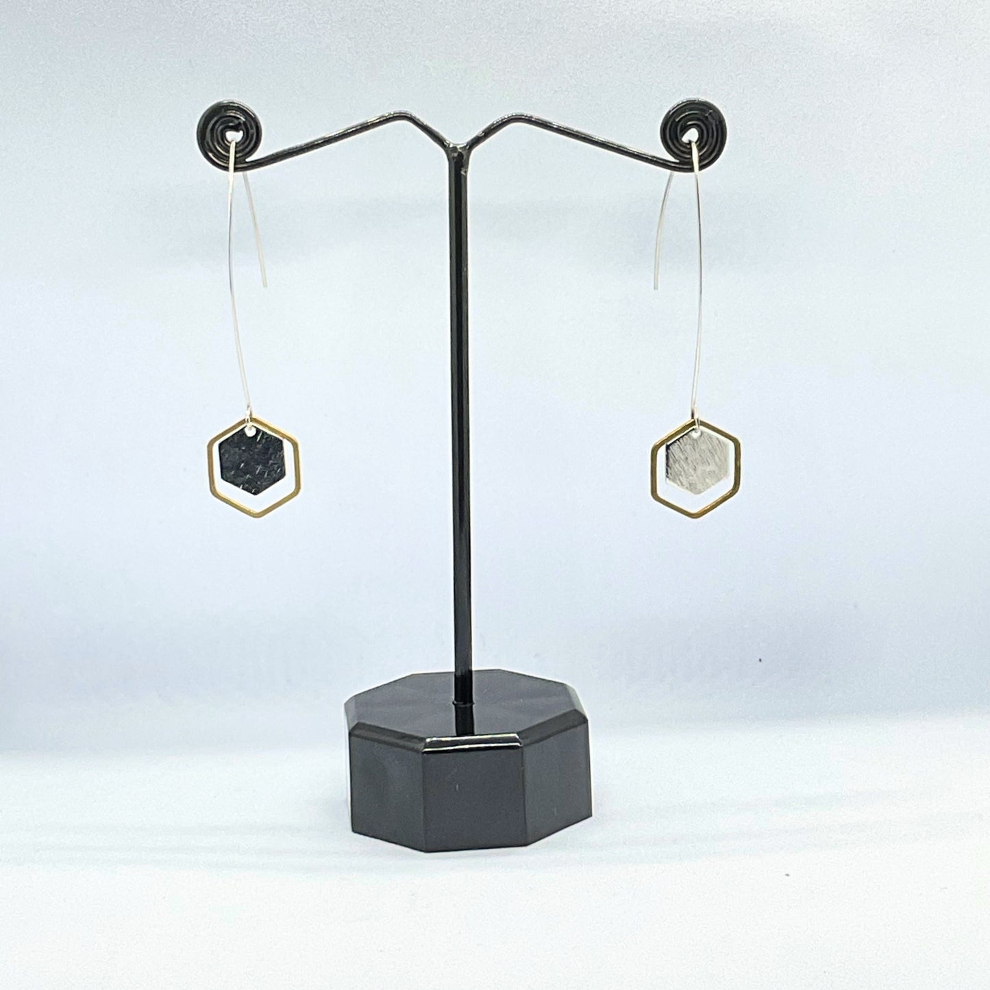 Hexagon Charm Earrrings