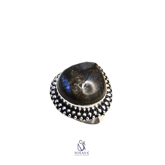 925 Silver plated Ring Size US 8 with Labradorite Stone