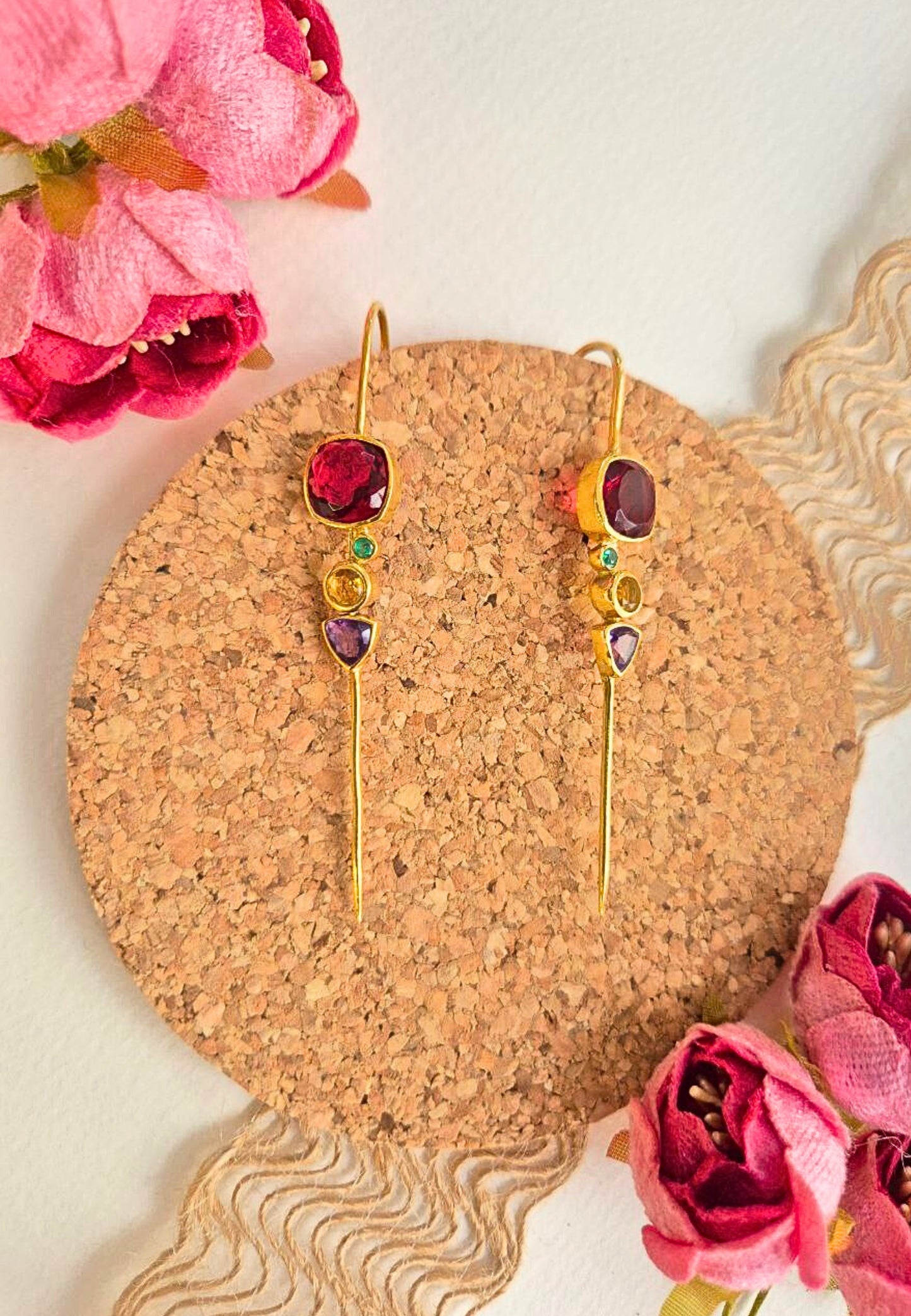 Contemporary RGYV 925 Silver with Gold Plated Earpins