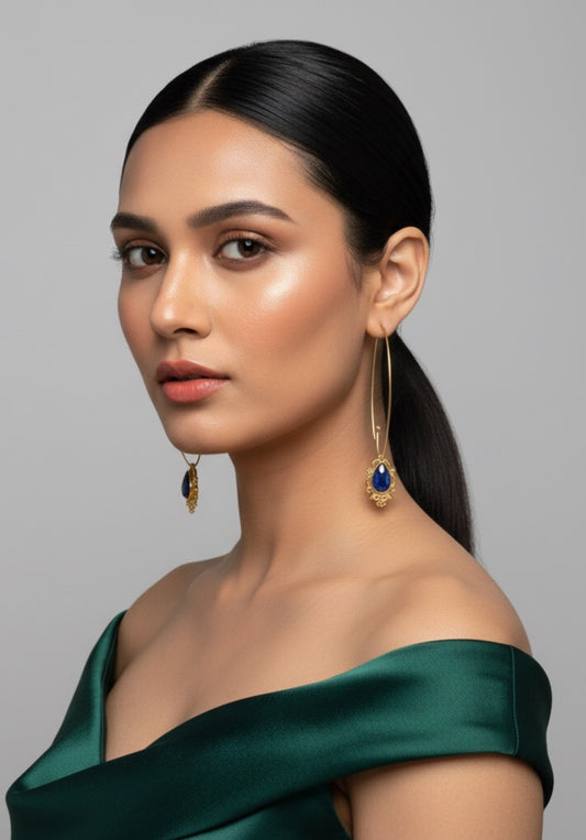 Riana Interchangeable Charm Long Drop Earrings