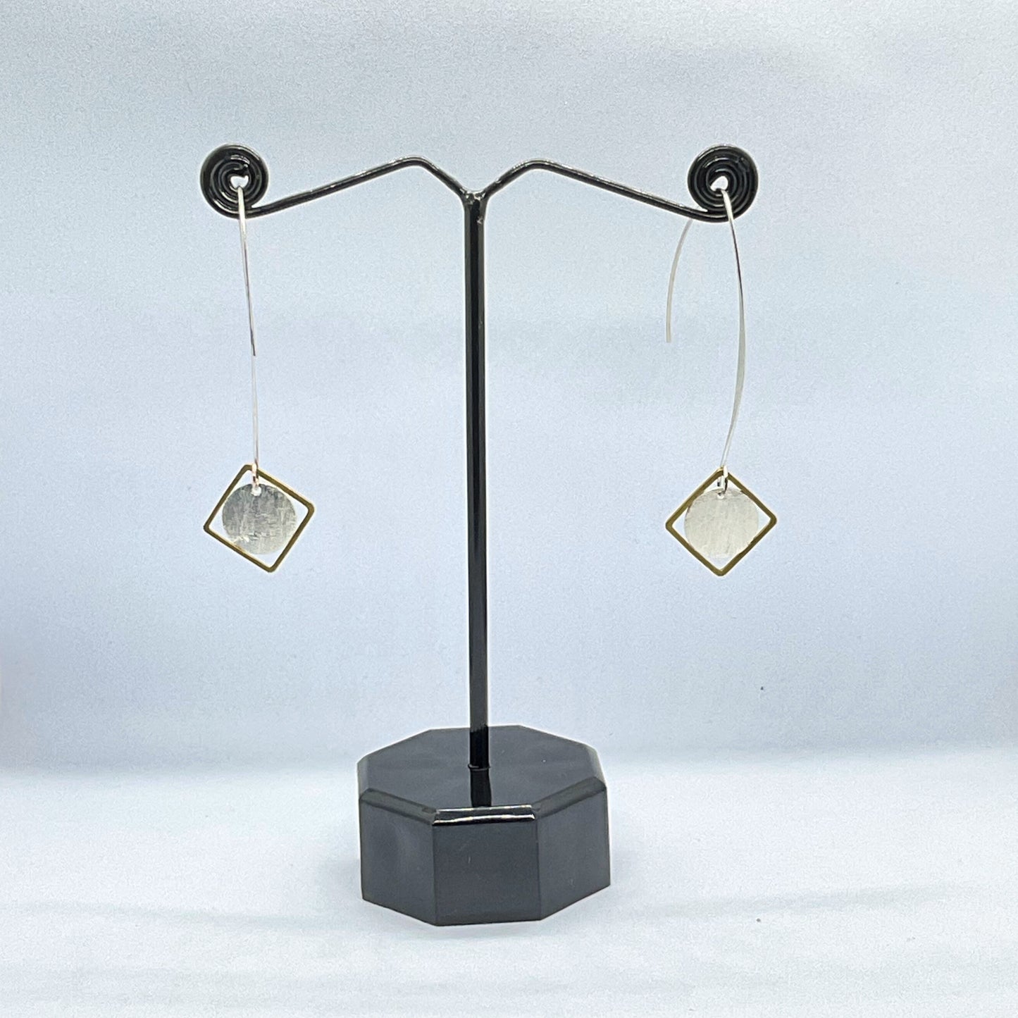 Circle Square Charm Earrings