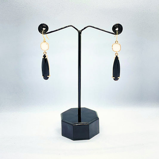 White Black Earrings