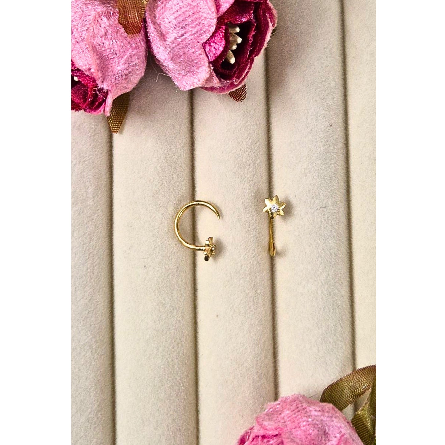 Star Gold plated 925 Silver Earrings Huggers