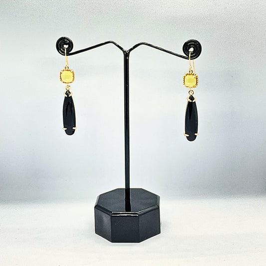 Lemon Charcoal Crystal Earrings