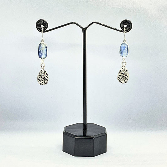 Kyanite Silver Drop Charm Earrings