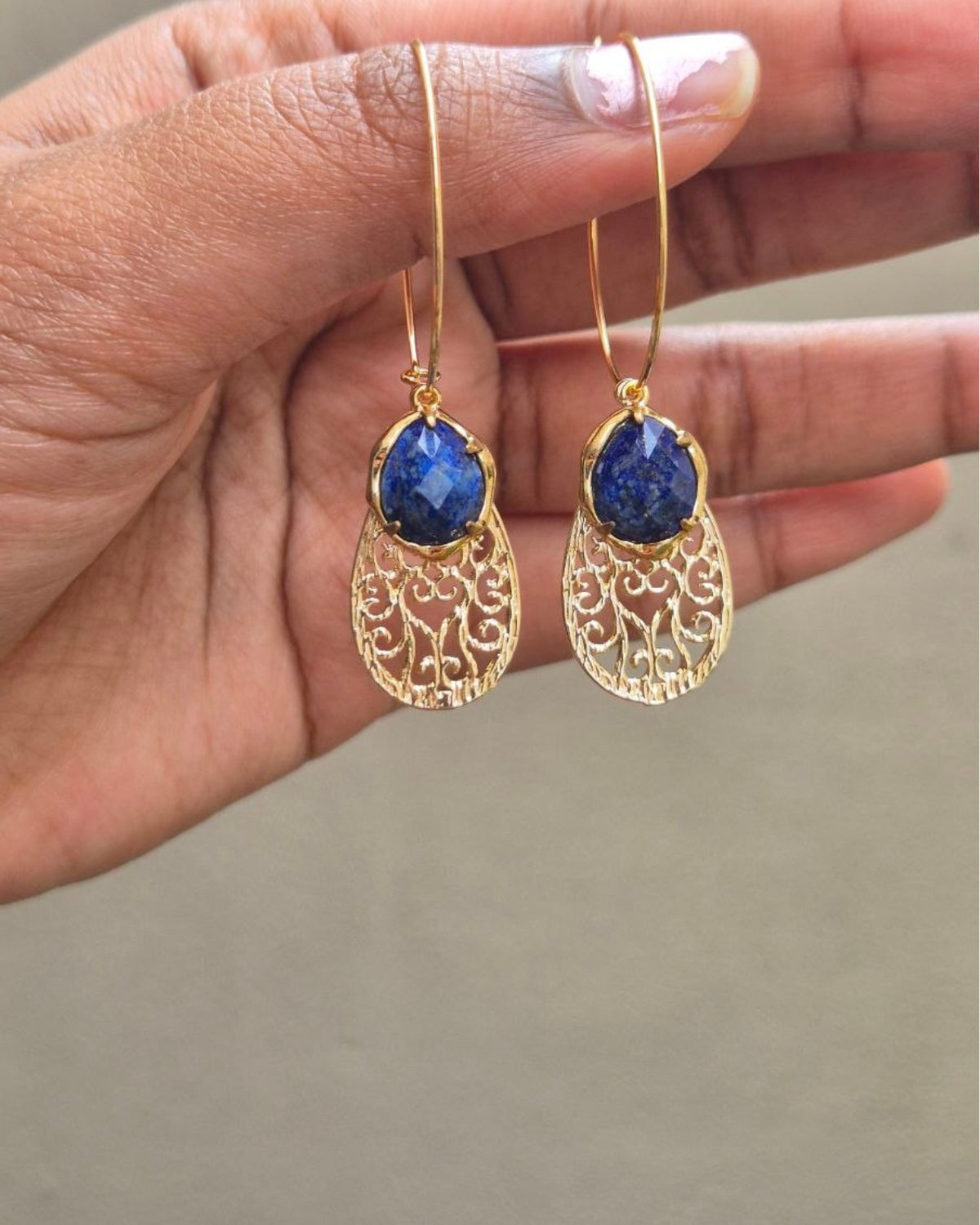 Lapis Lazuli Stone Charm and Drop charm Interchangeable Earring