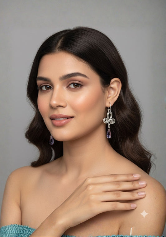 Lavender Crystal Drop Earrings
