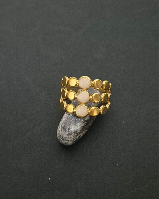 White Enamel Circles Ring